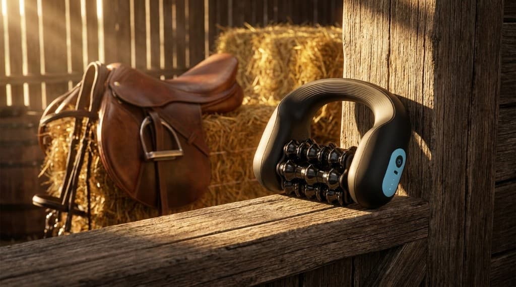 EquusRelief in a sunlit stable with saddle and hay